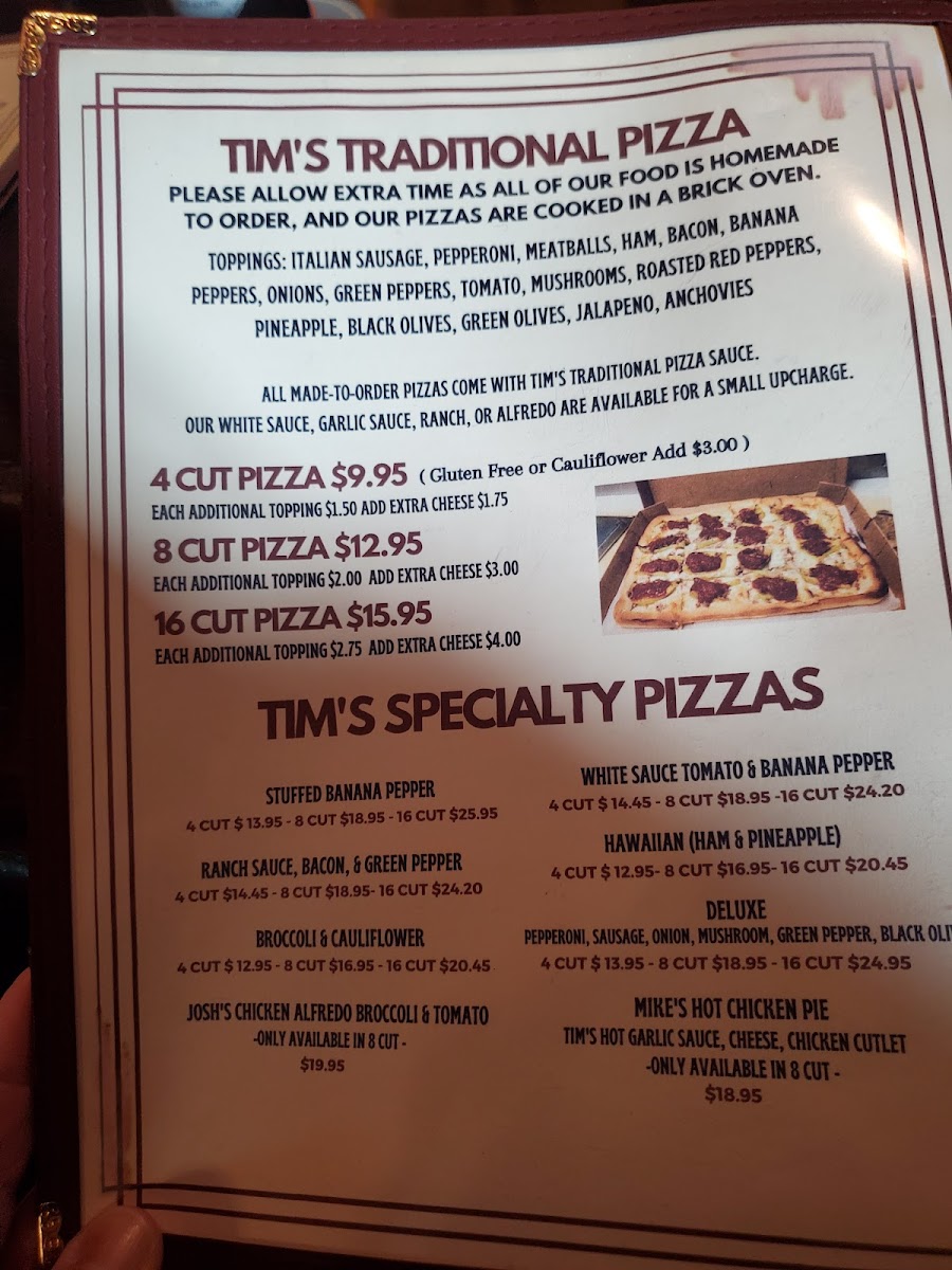 Menu Tim's Pizzeria And Pub-7