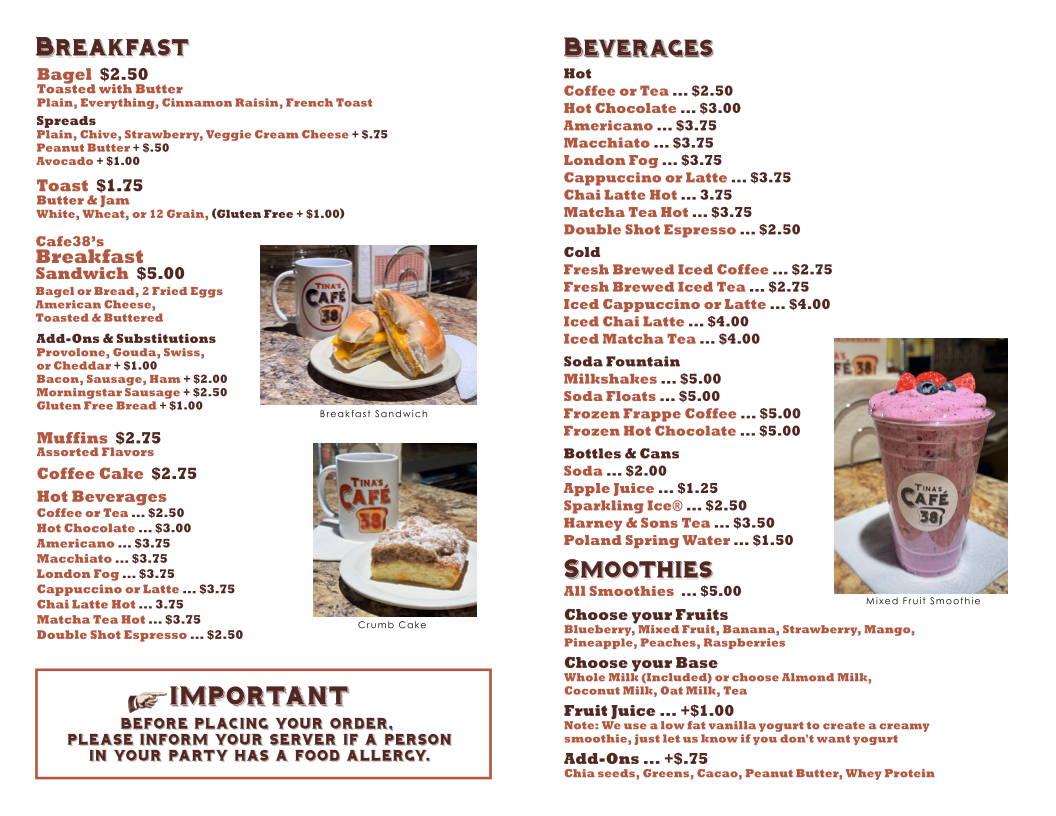 Menu Tina's Cafe 38-1