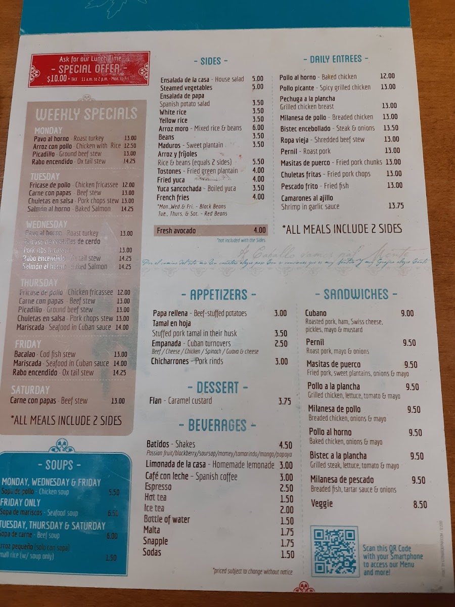 Menu Tina's Cuban-5