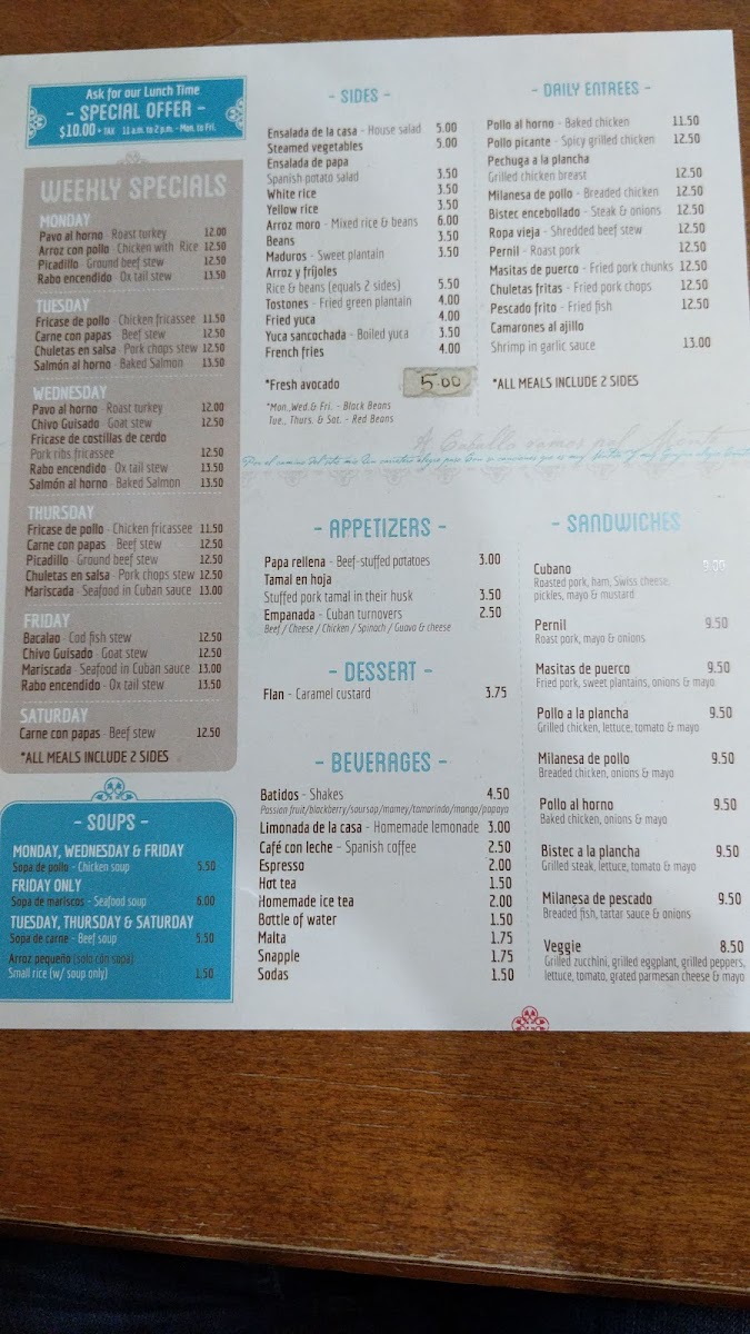 Menu Tina's Cuban-8