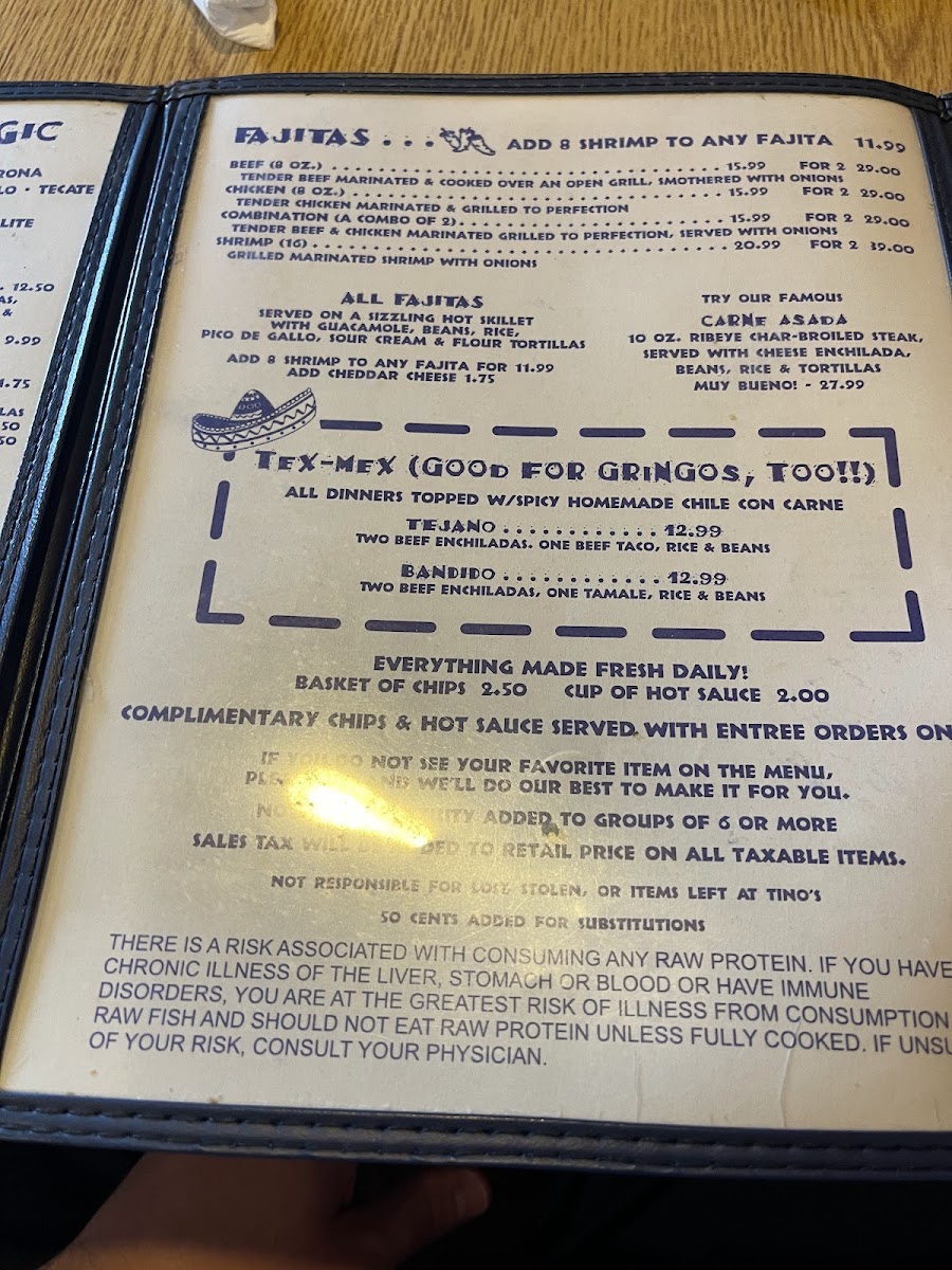 Menu Tino's Too Mexican Restaurant-10