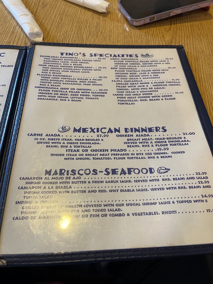 Menu Tino's Too Mexican Restaurant-4