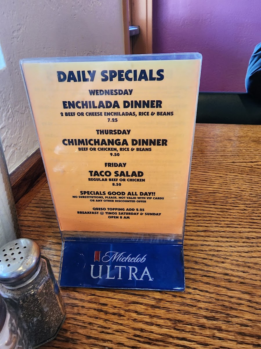 Menu Tino's Too Mexican Restaurant-5