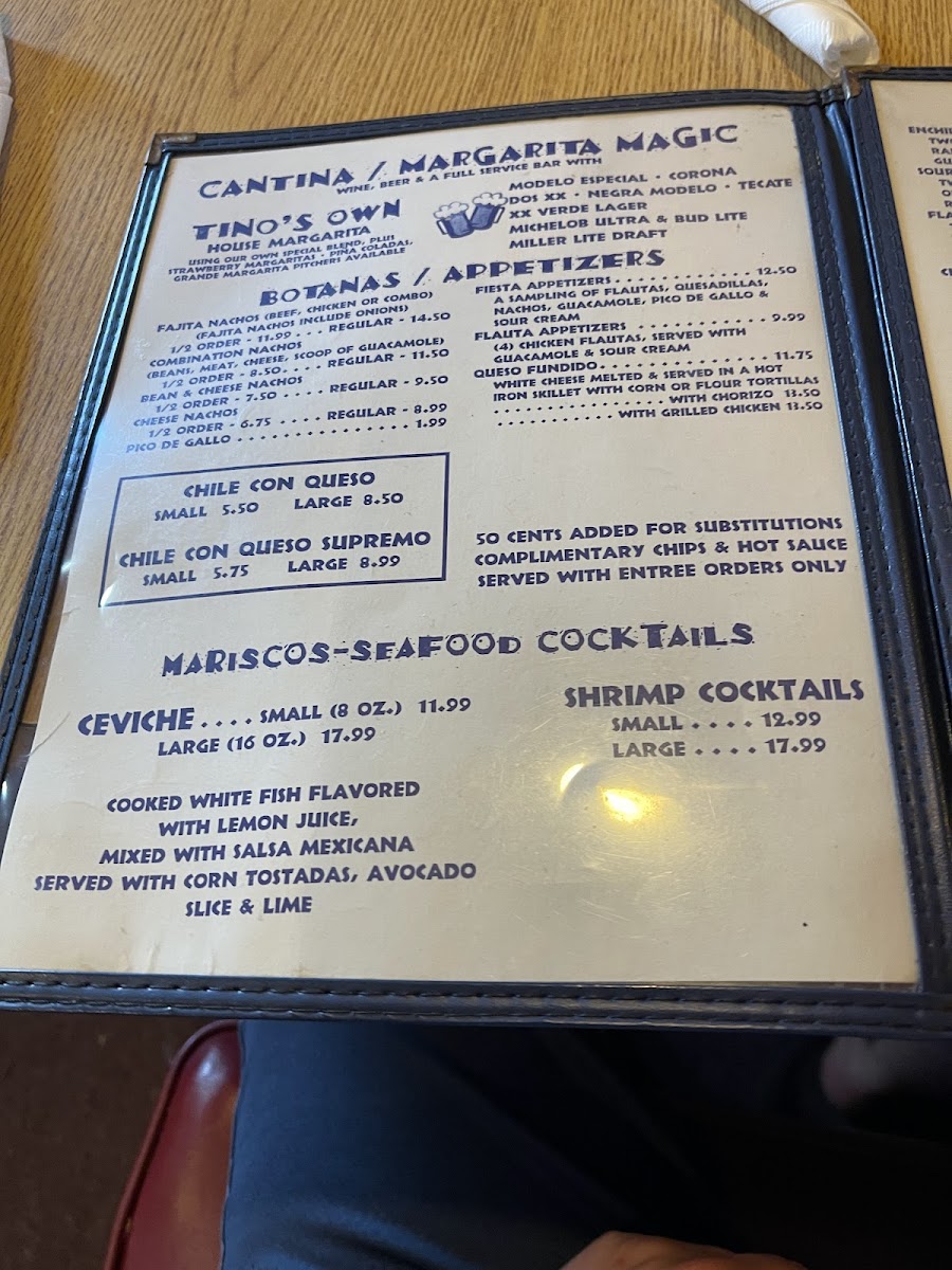 Menu Tino's Too Mexican Restaurant-6