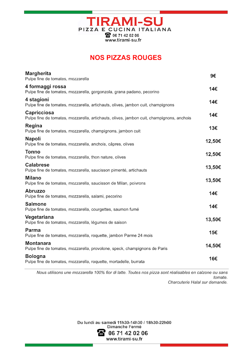Menu Tirami-Su-7