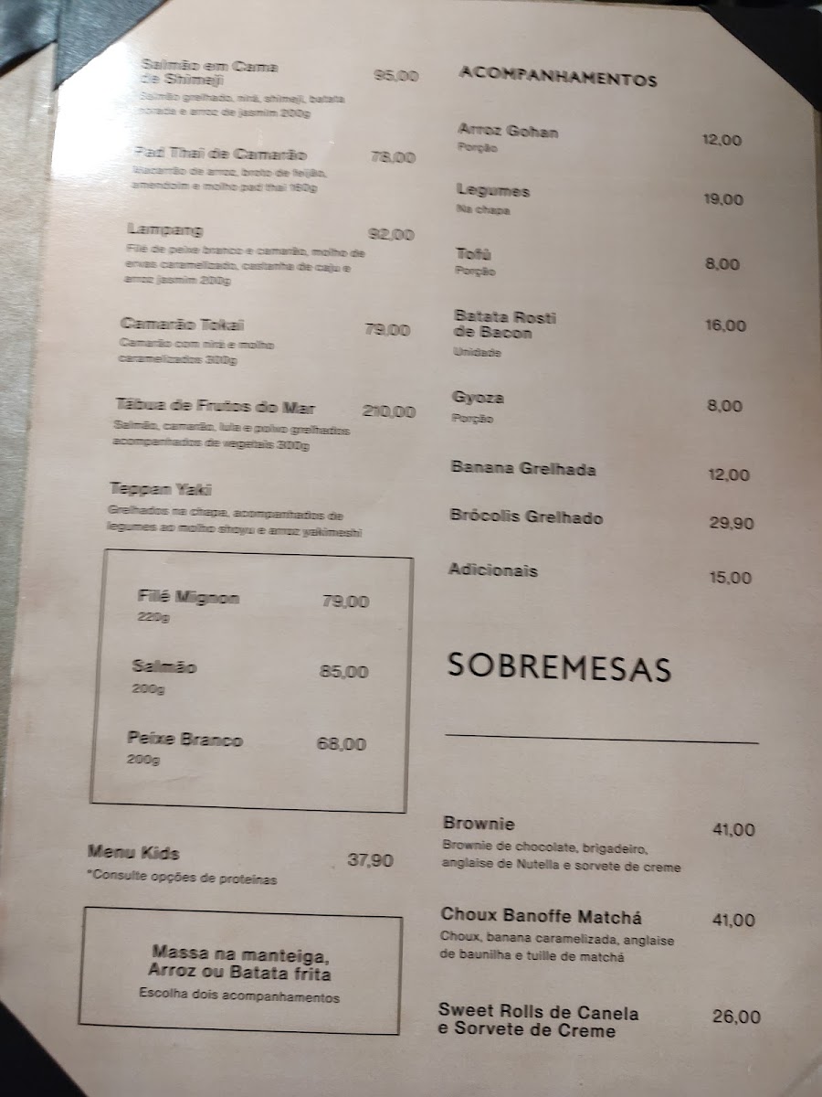 Menu Tokai-8
