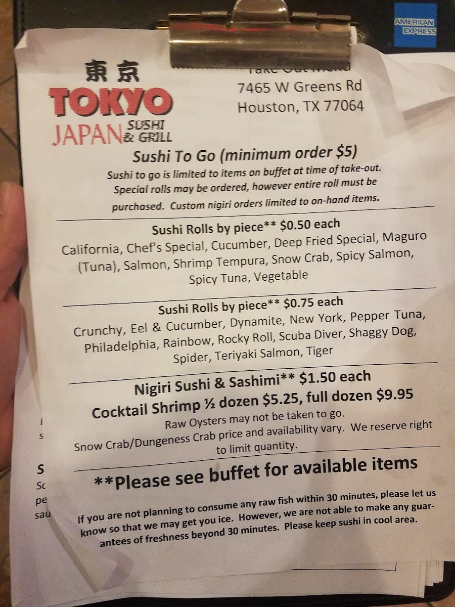 Menu Tokyo Japan Sushi Buffet-9