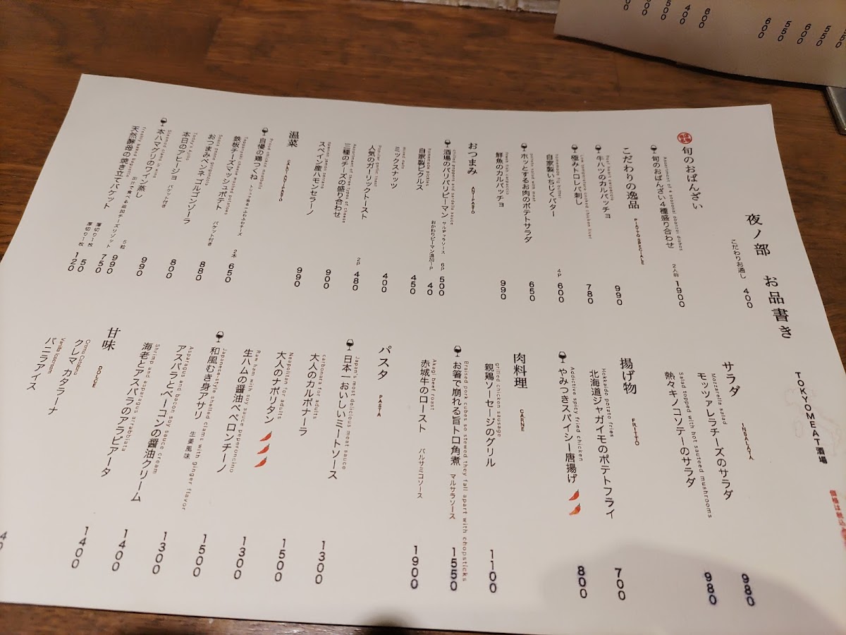Menu Tokyo Meat Sakaba Nerima-5
