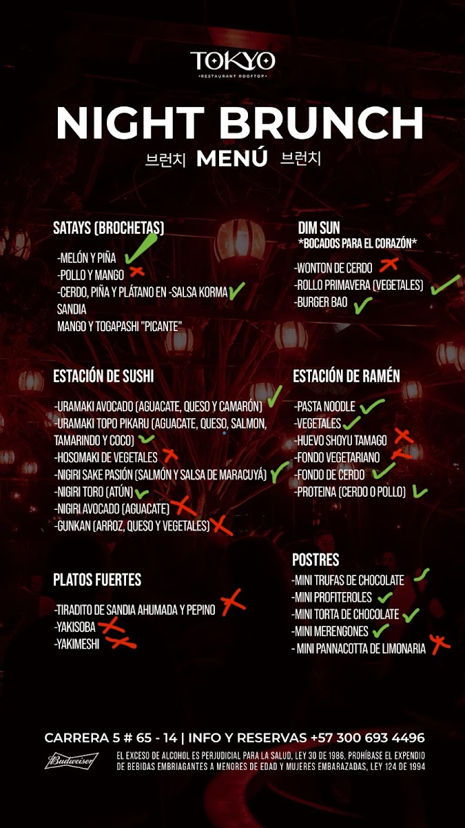 Menu Tokyo Rooftop | Sushi Y Cocteles En La Zona G-2