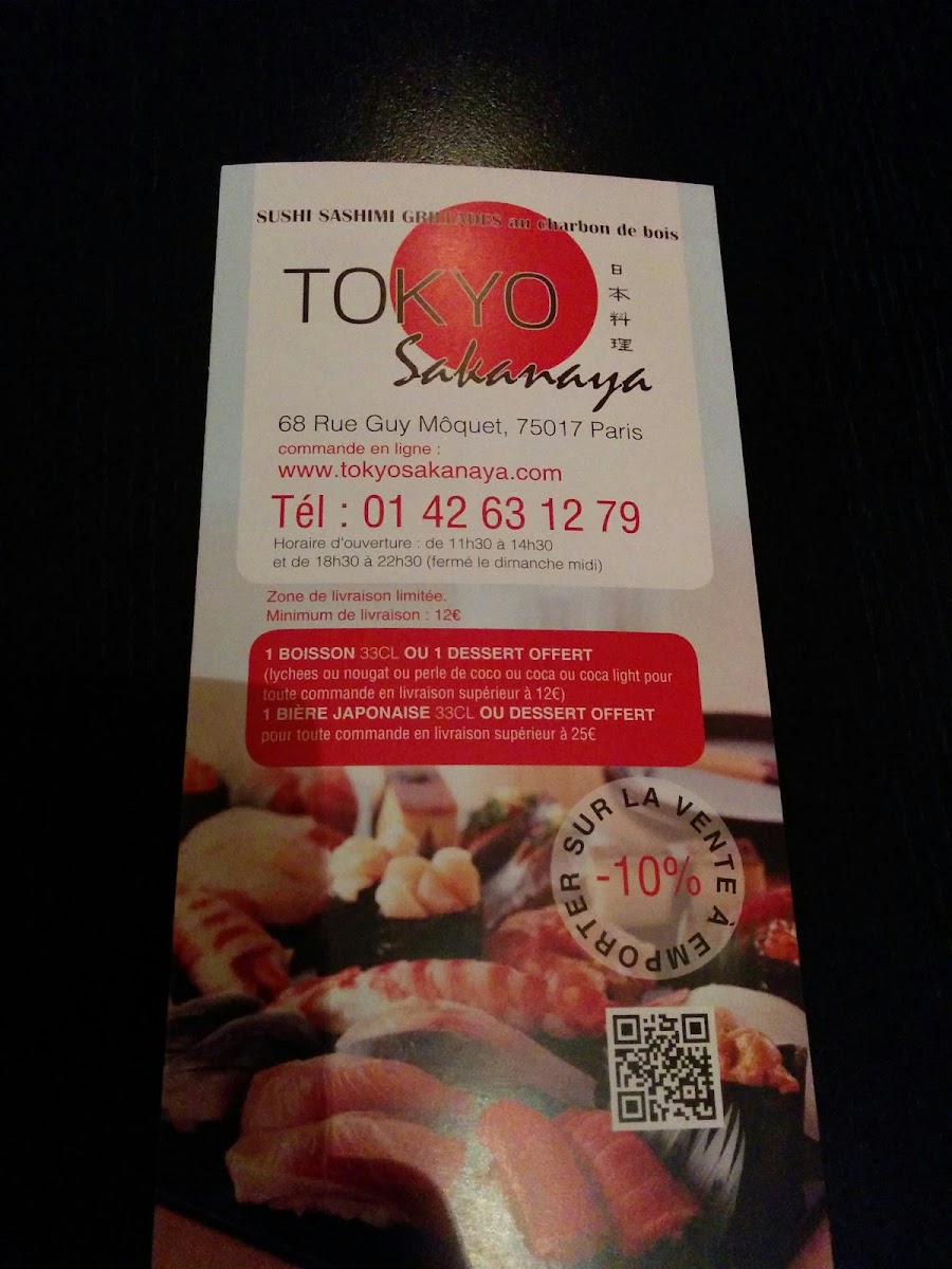 Menu Tokyo Sakanaya ( Rue Guy Moquet )-1