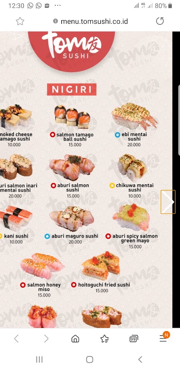 Menu Tom Sushi Grand Galaxy Park-8