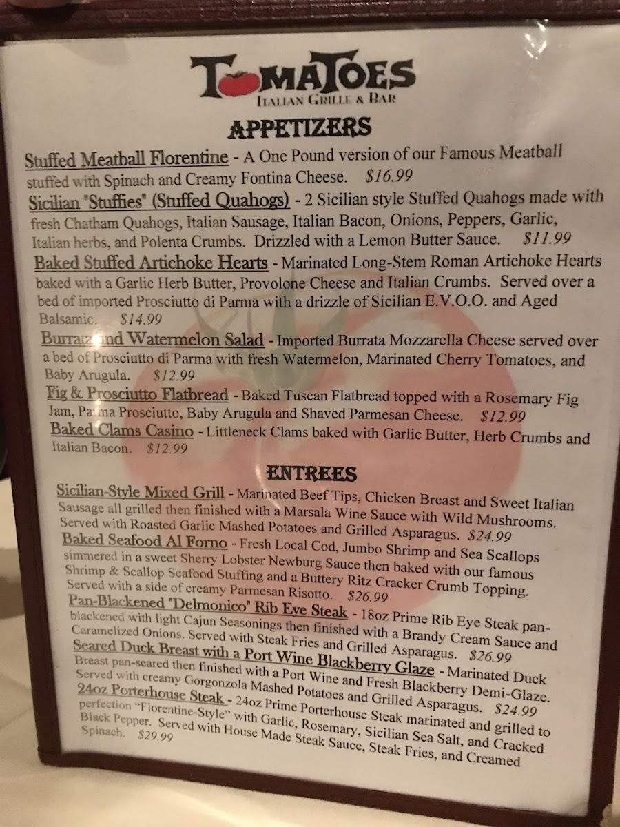 Menu Tomatoes Italian Bar & Grill-1