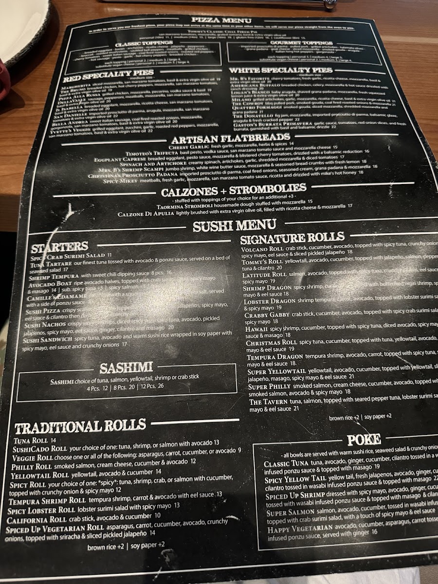 Menu Tommy's Tavern + Tap-4