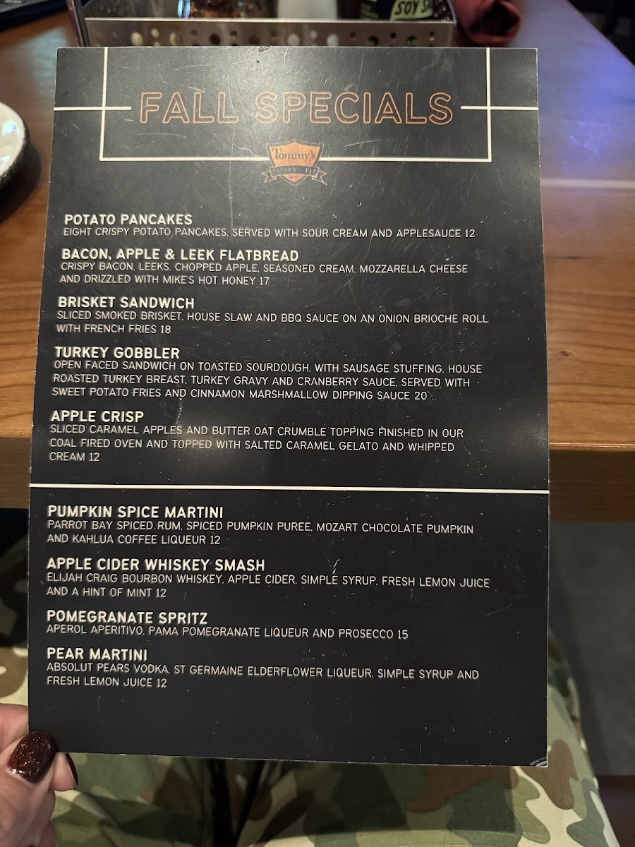 Menu Tommy's Tavern + Tap-5