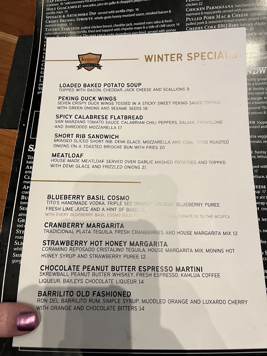 Menu Tommy's Tavern + Tap-8
