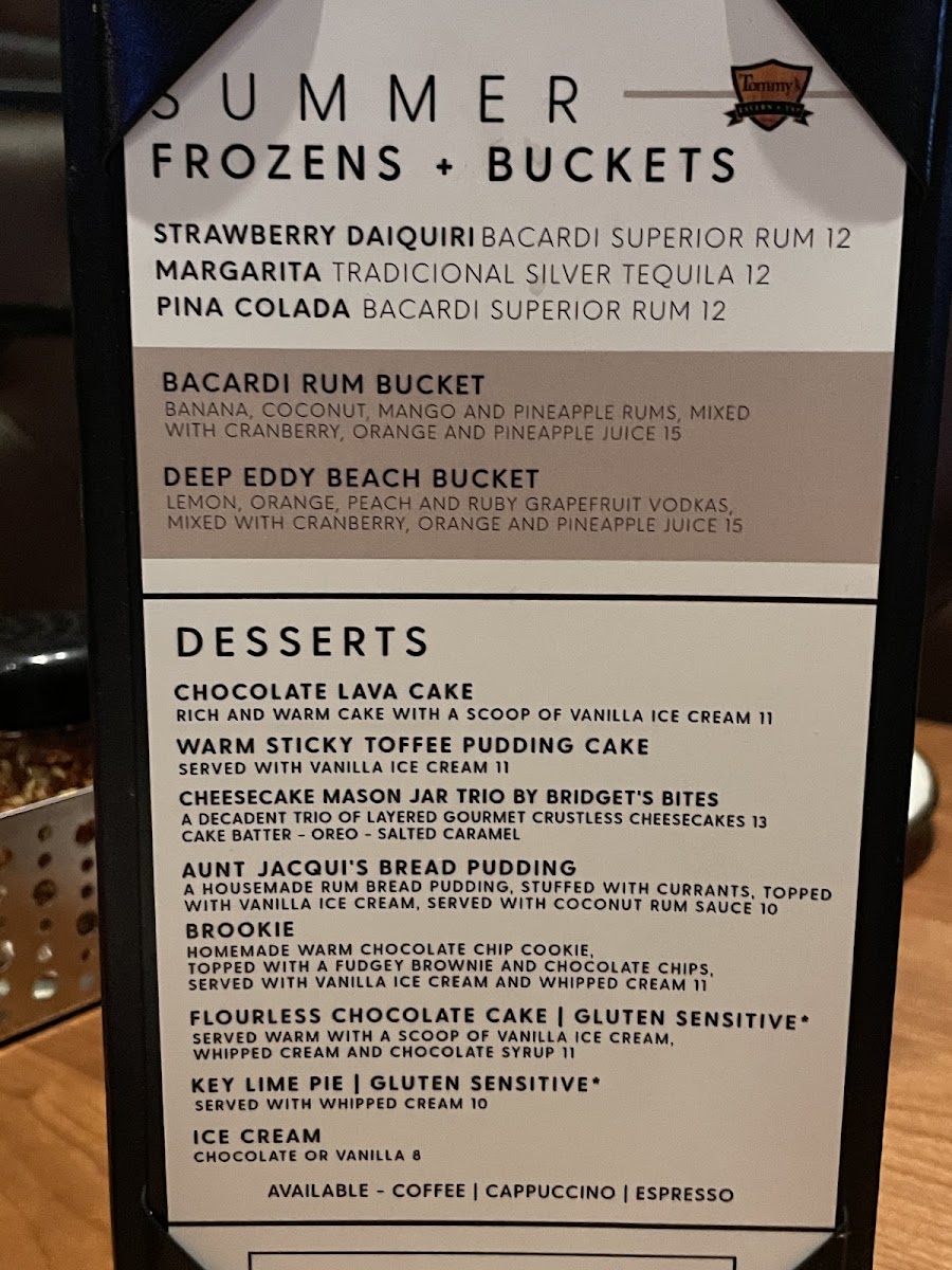 Menu Tommy's Tavern + Tap-9