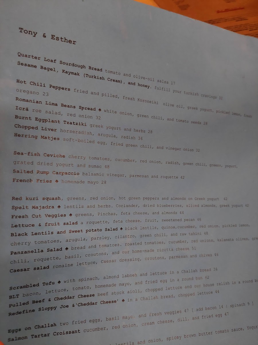 Menu Tony And Esther-5