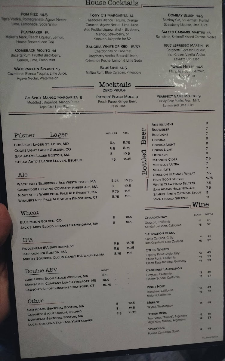 Menu Tony C’S Seaport-6