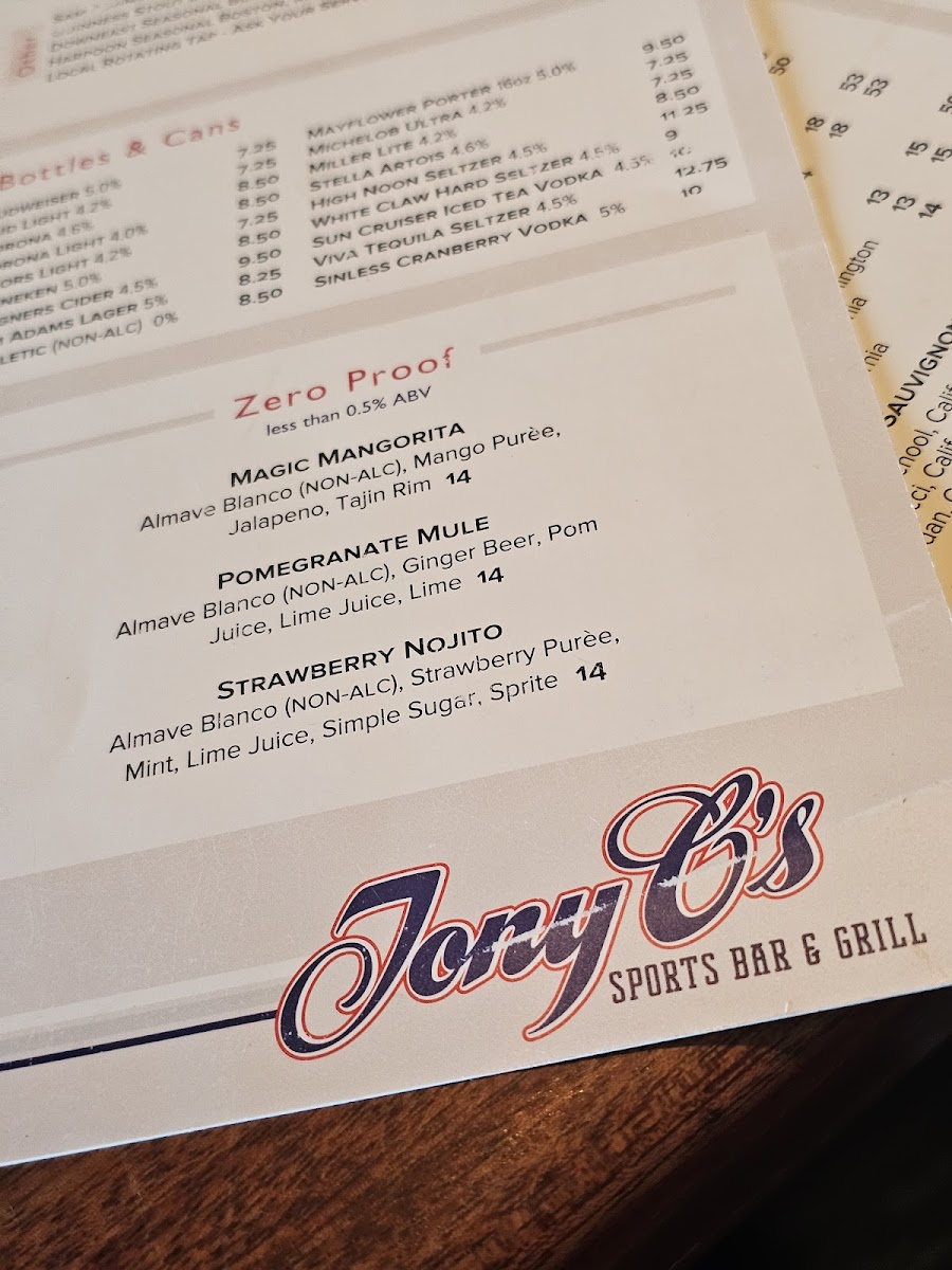 Menu Tony C’S Seaport-7
