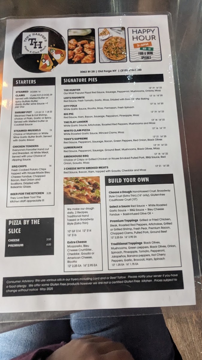 Menu Tony Harper's Pizza & Clam Shack-10