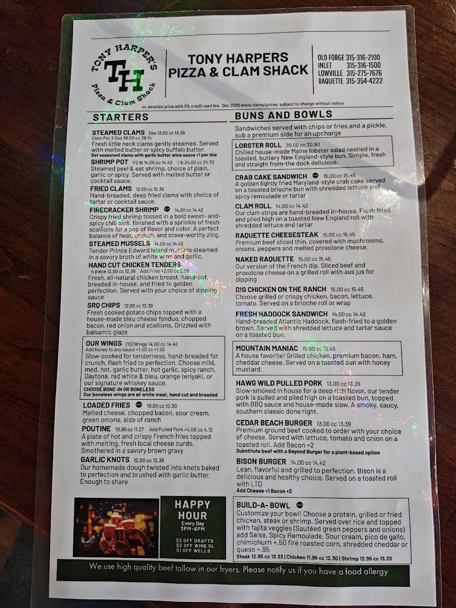 Menu Tony Harper's Pizza & Clam Shack-3