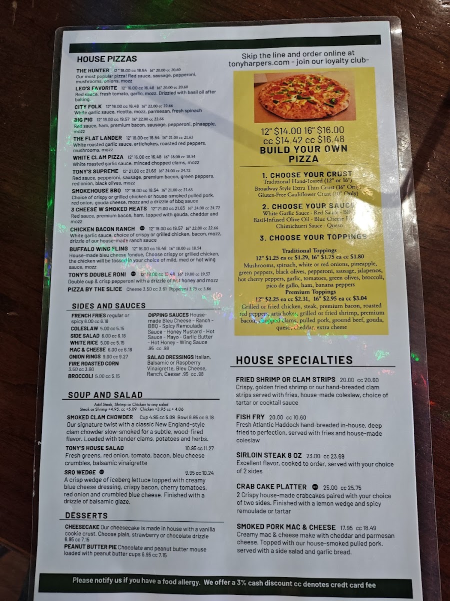 Menu Tony Harper's Pizza & Clam Shack-4