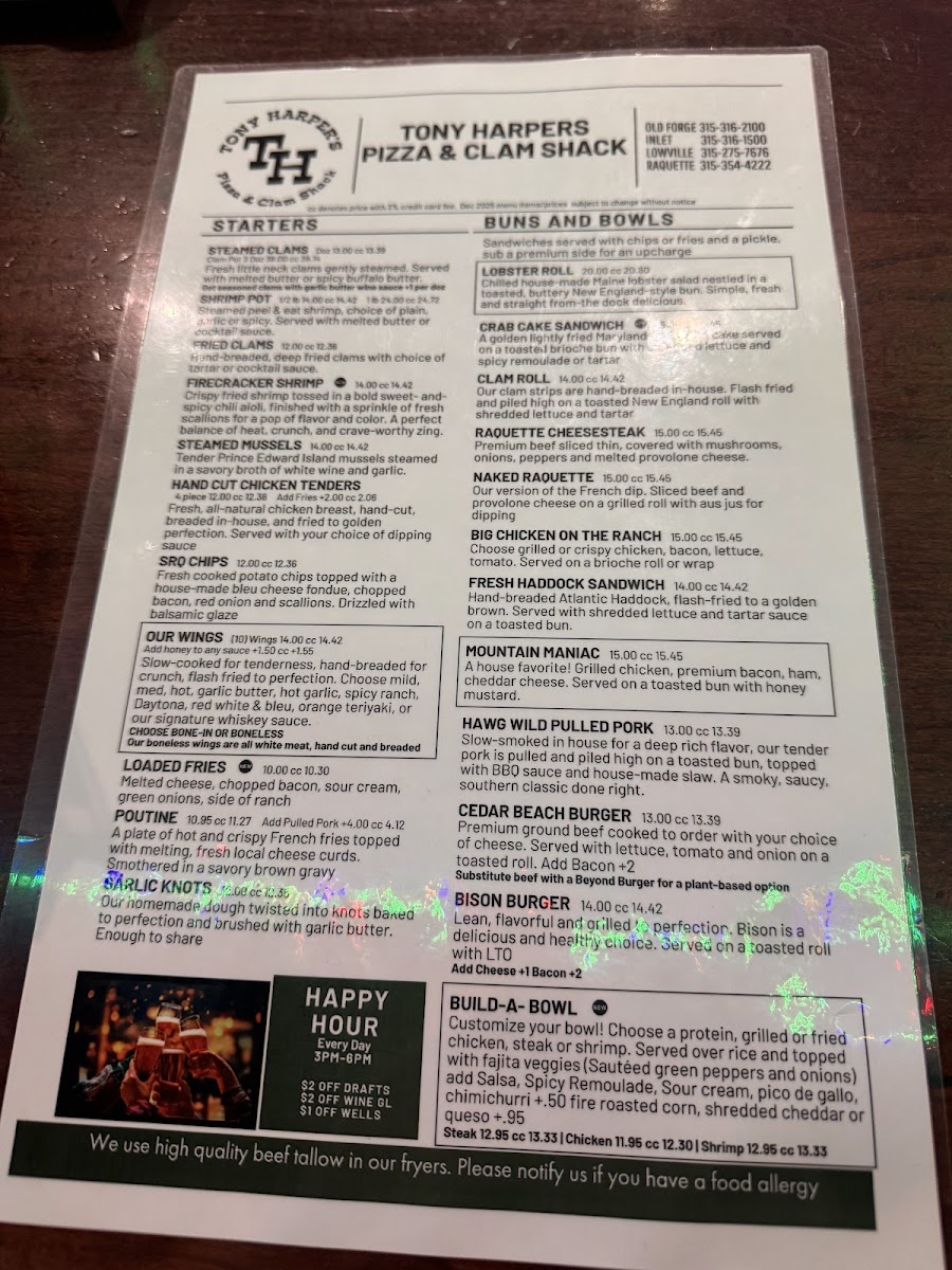 Menu Tony Harper's Pizza & Clam Shack-5