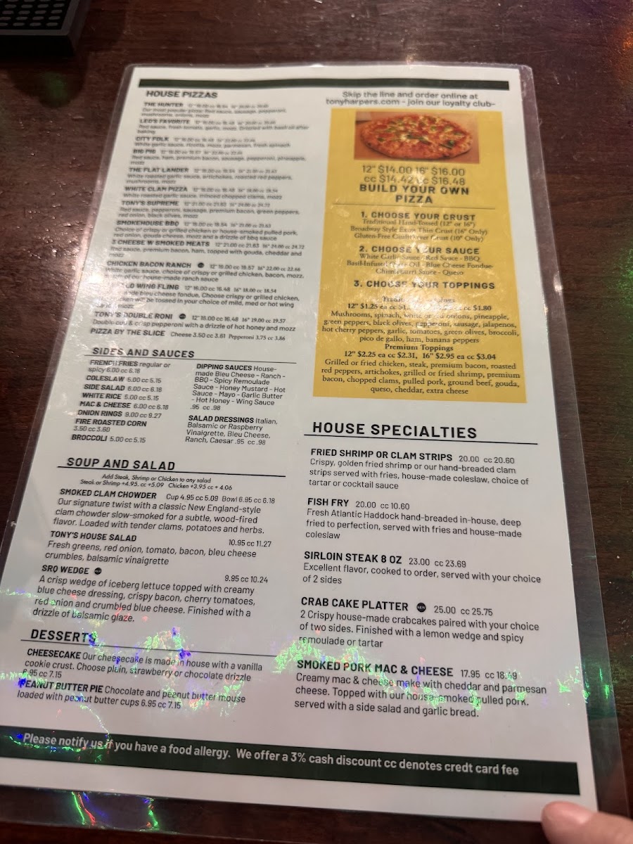 Menu Tony Harper's Pizza & Clam Shack-6
