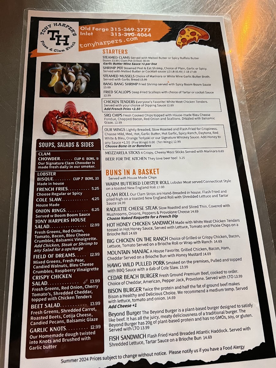 Menu Tony Harper's Pizza & Clam Shack-9