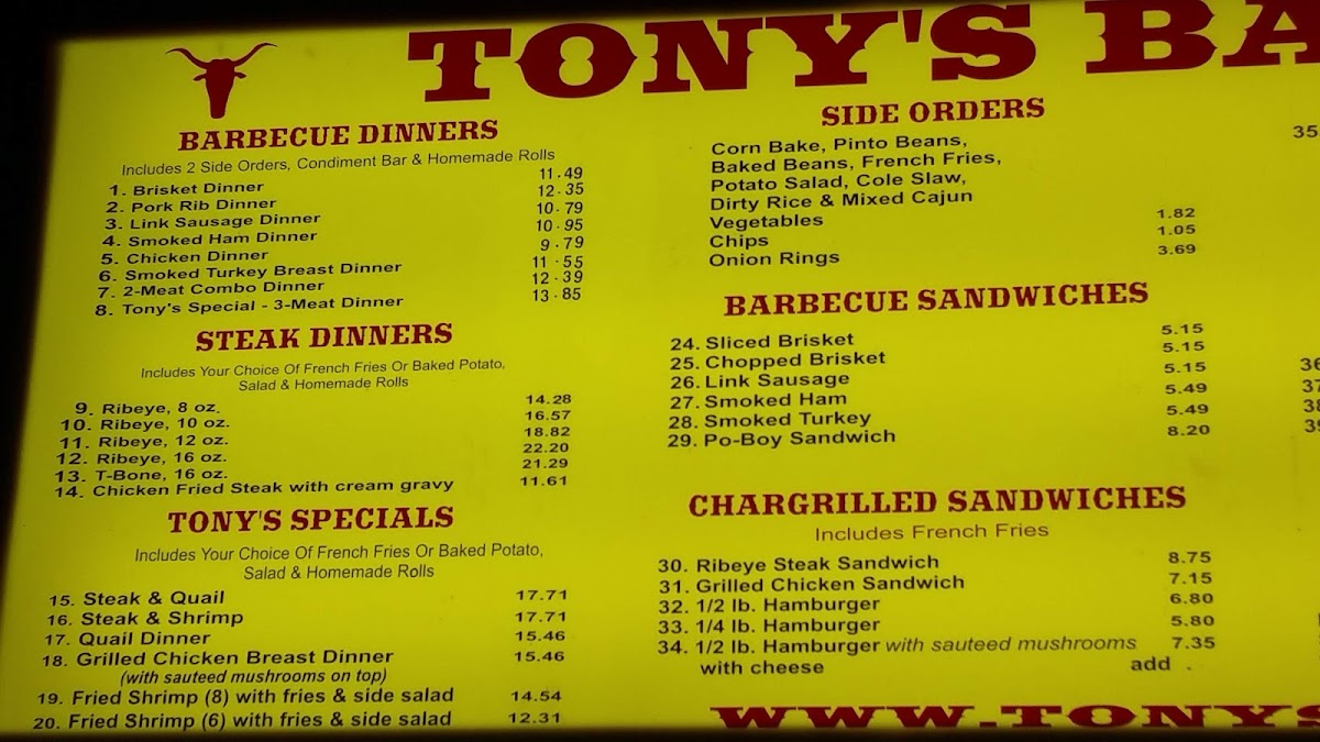 Menu Tony's Bbq-2