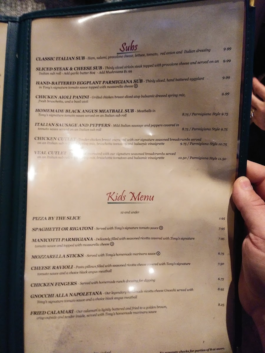 Menu Tony's Italian Grill-4