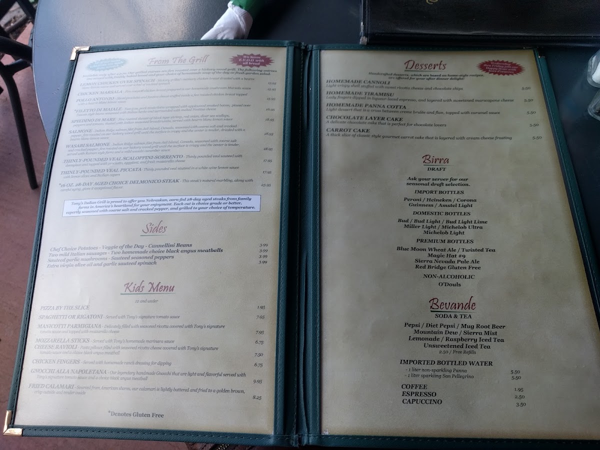 Menu Tony's Italian Grill-8