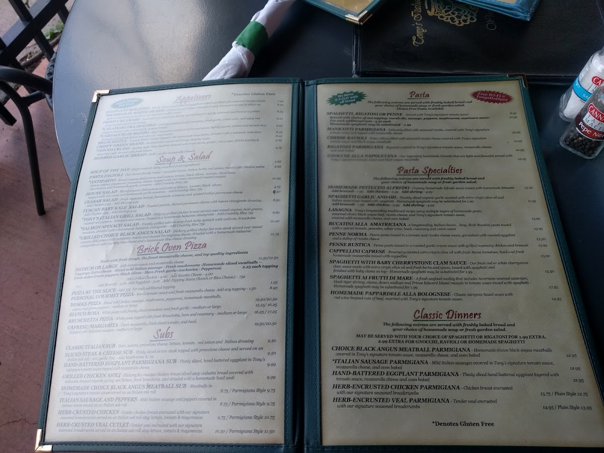Menu Tony's Italian Grill-9