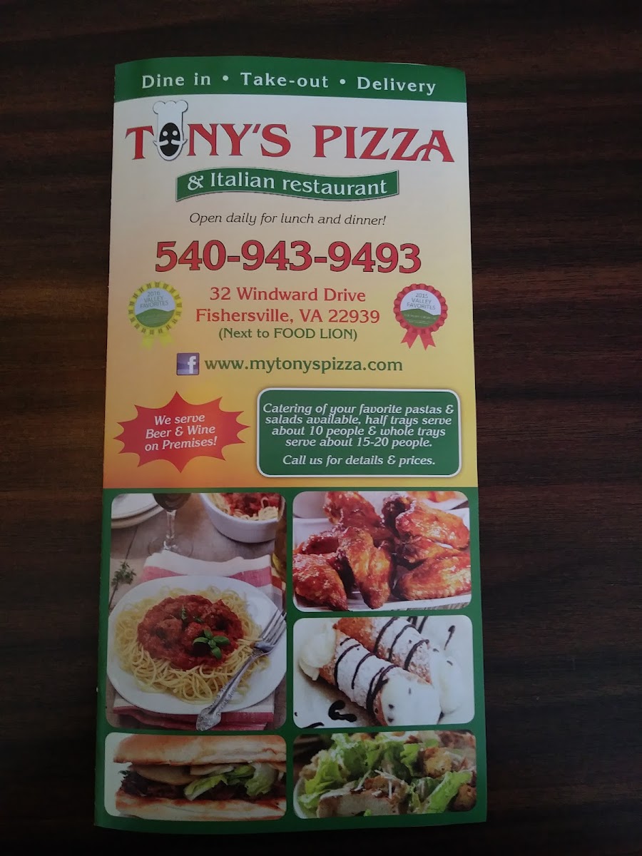 Menu Tony's Pizza & Italian Restaurant-10