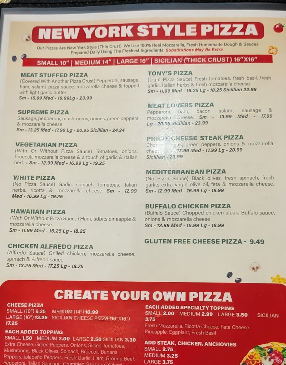 Menu Tony's Pizza & Italian Restaurant-5