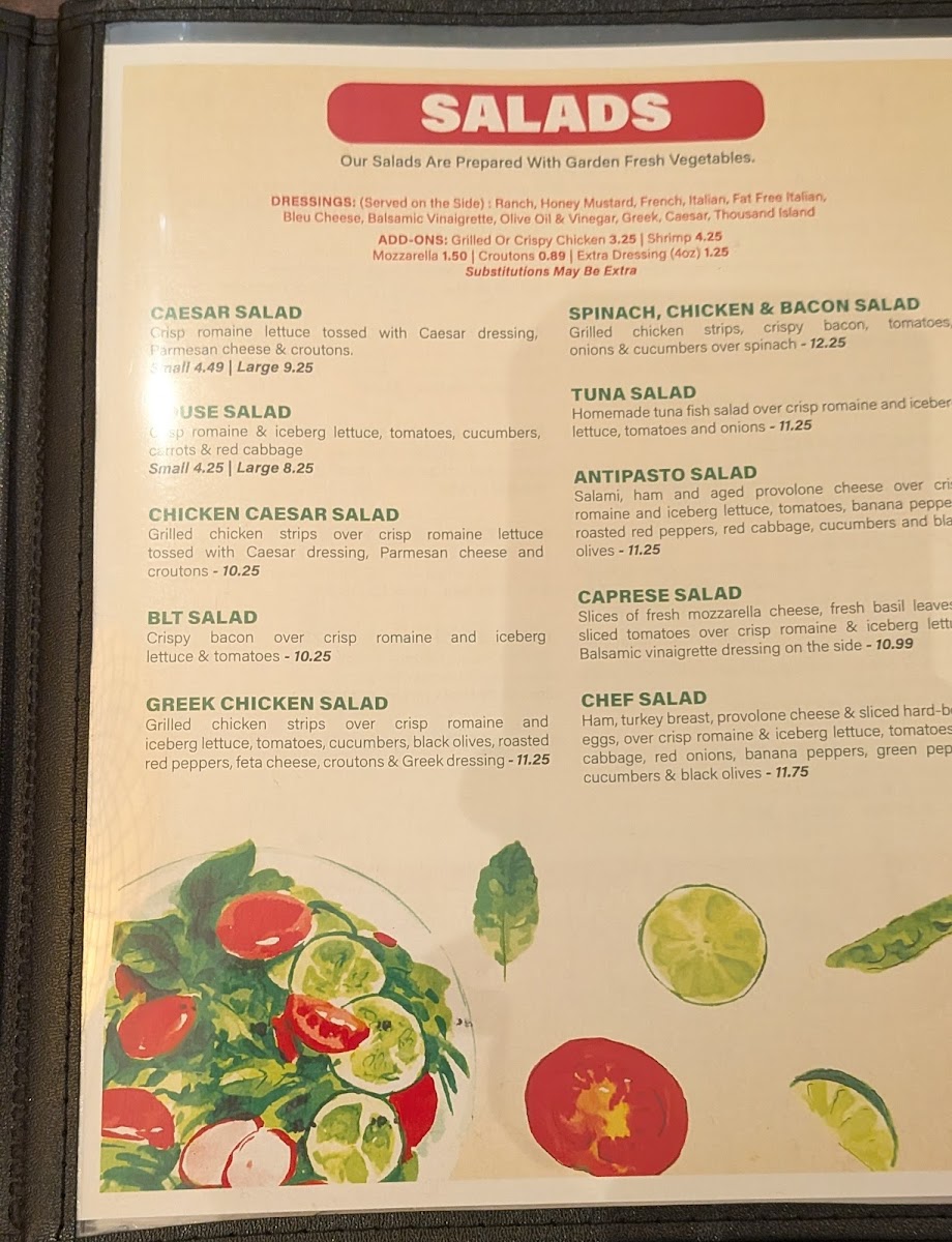 Menu Tony's Pizza & Italian Restaurant-7