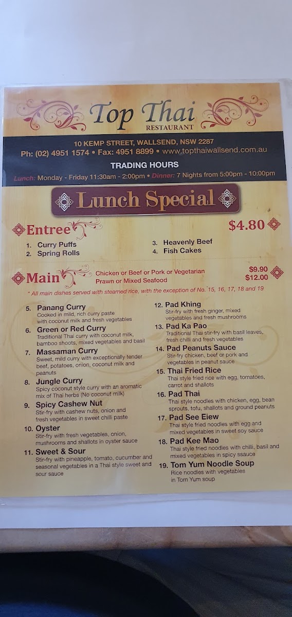 Menu Top Thai Restaurant (Wallsend)-2