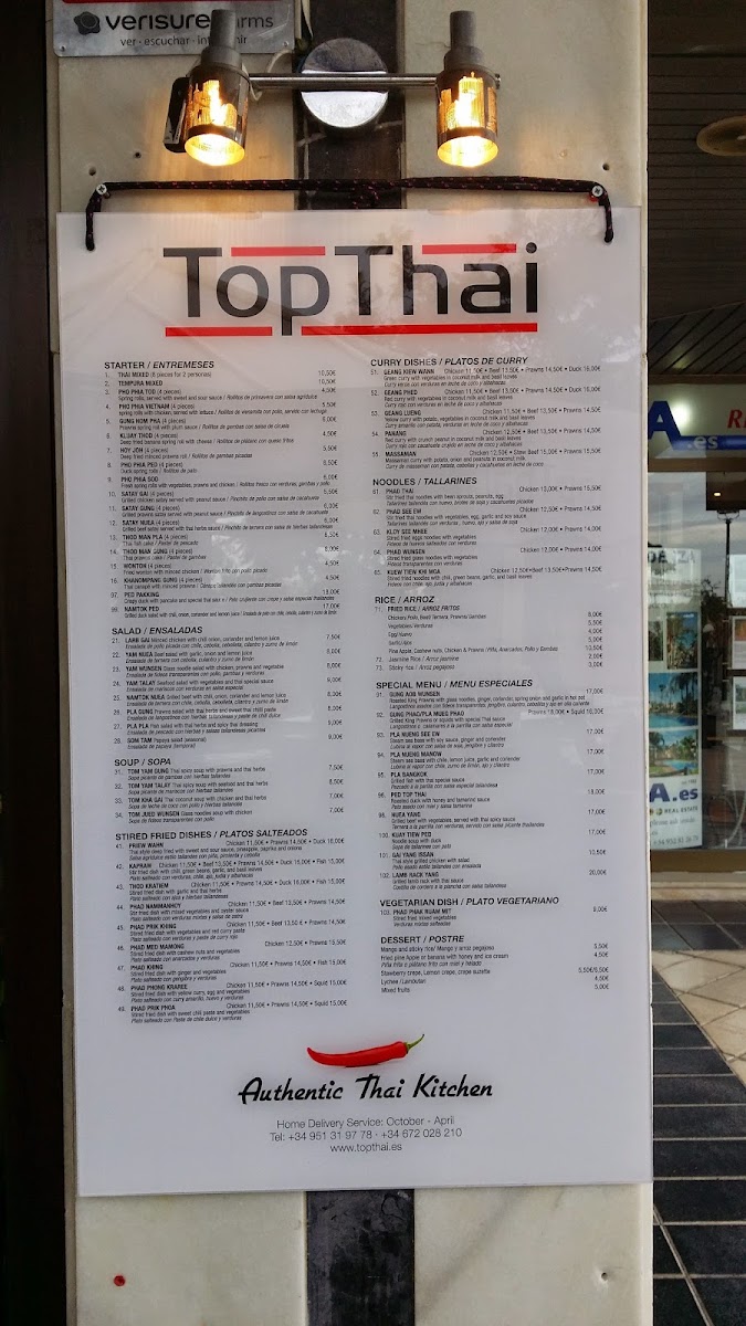 Menu Top Thai Restaurante Puerto Banús-1