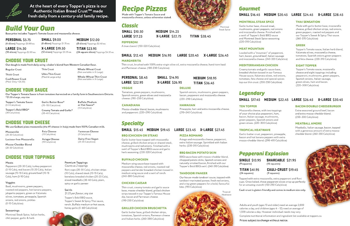 Menu Topper's Pizza — Orleans-1