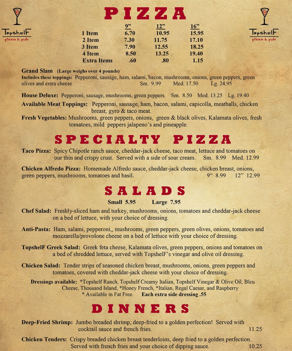Menu Topshelf Liquor Bar & Pizza-4