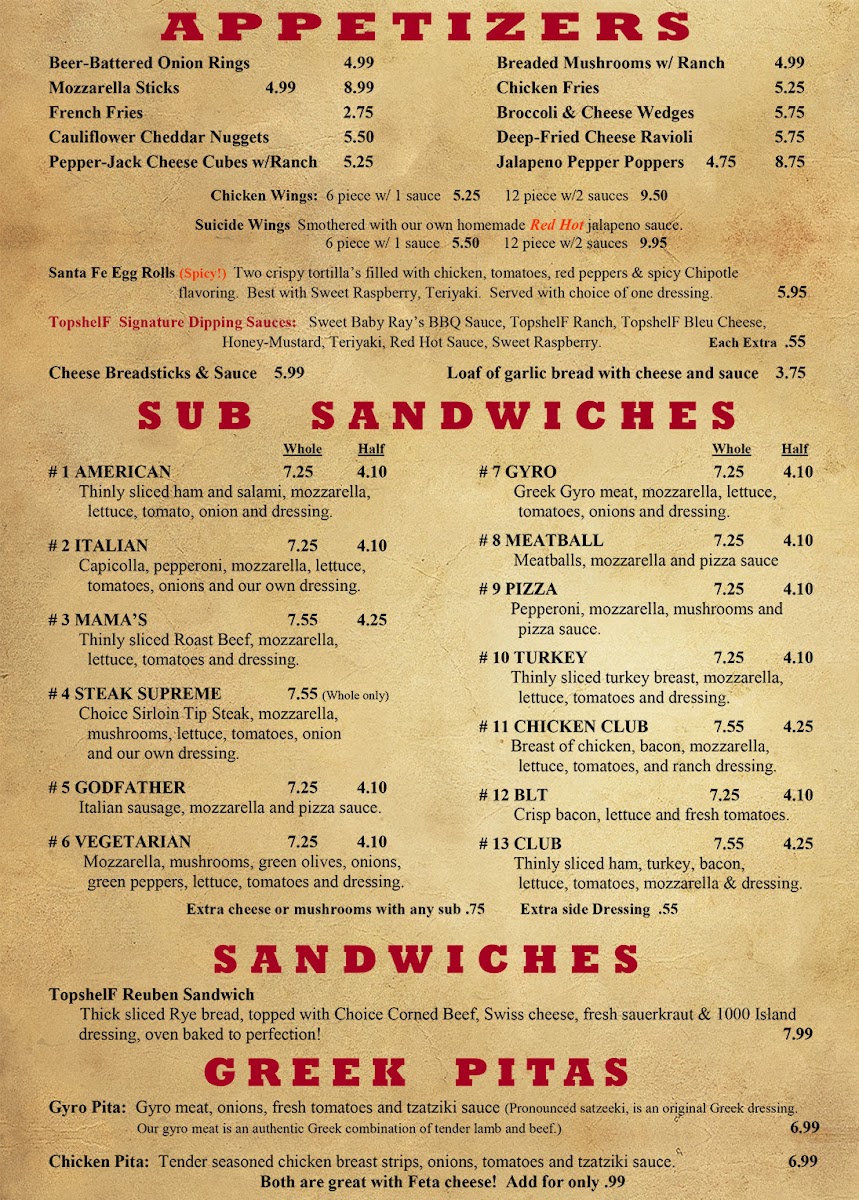 Menu Topshelf Liquor Bar & Pizza-5