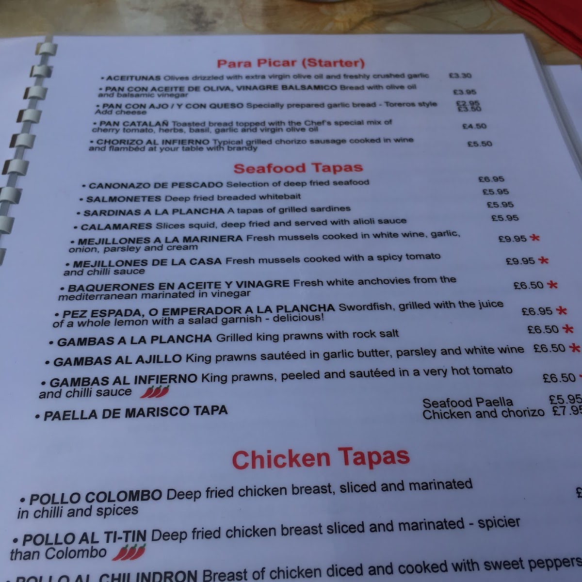 Menu Toreros Eastbourne-3