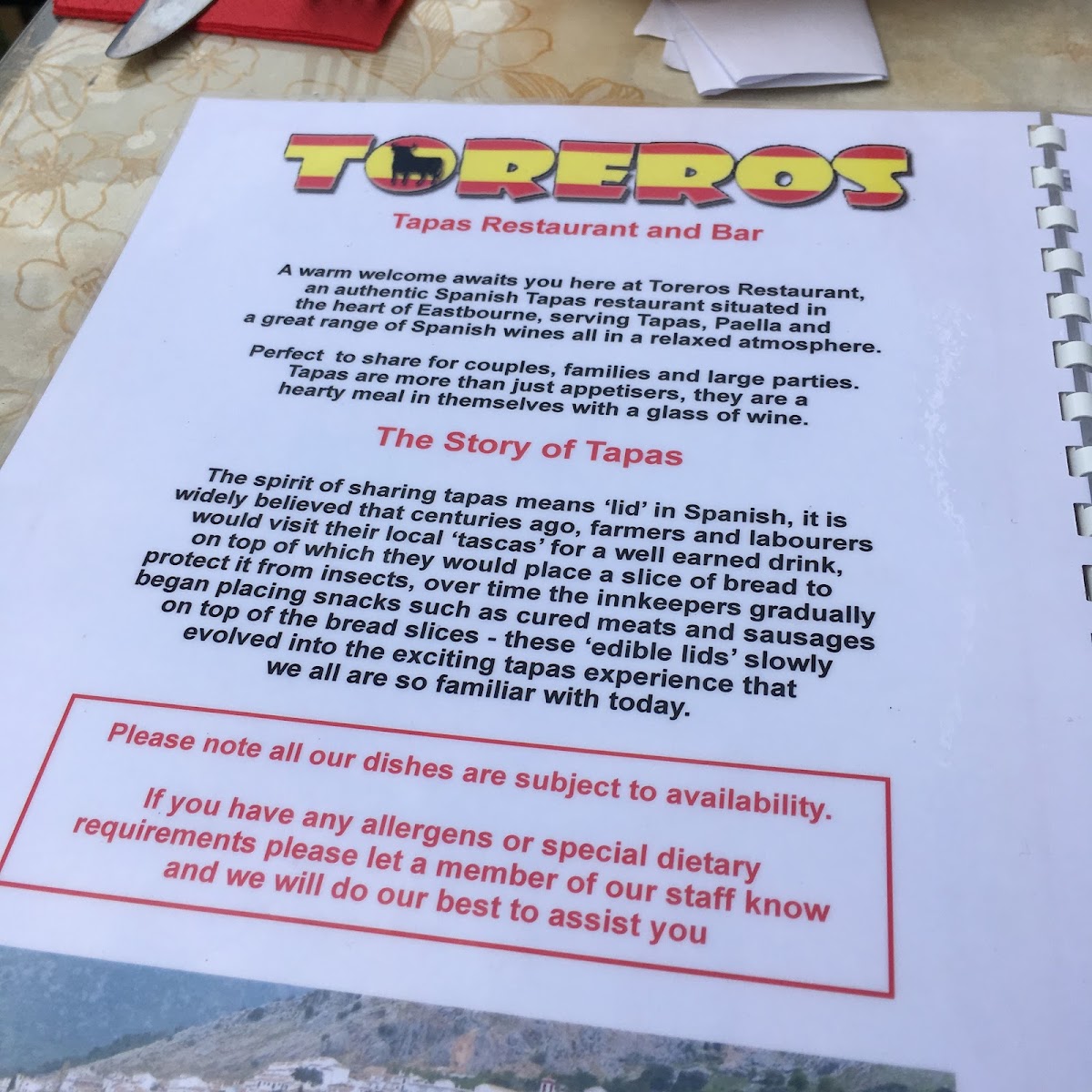 Menu Toreros Eastbourne-4
