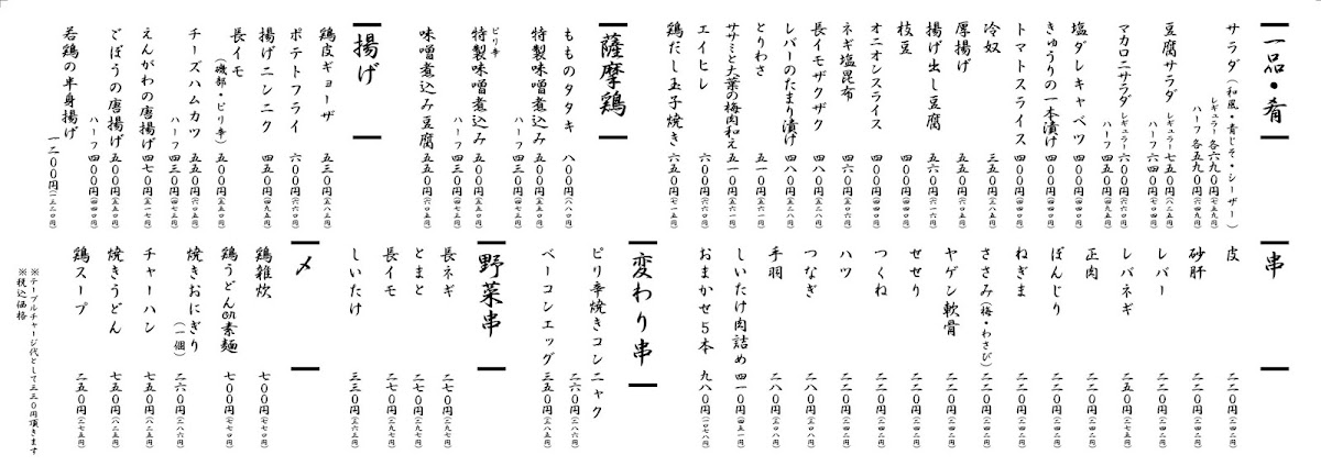 Menu Tosaka-8