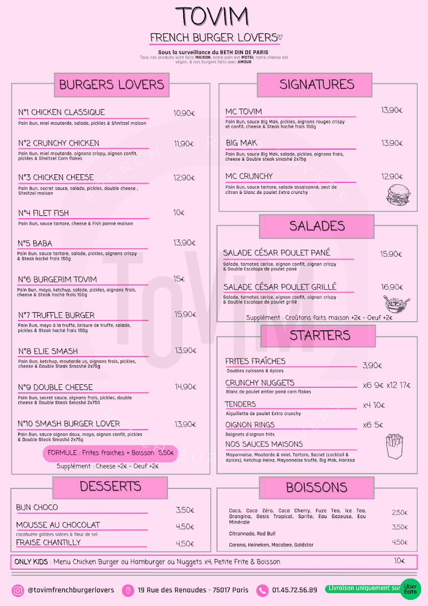 Menu Tovim French Burger Lovers - Kosher-1
