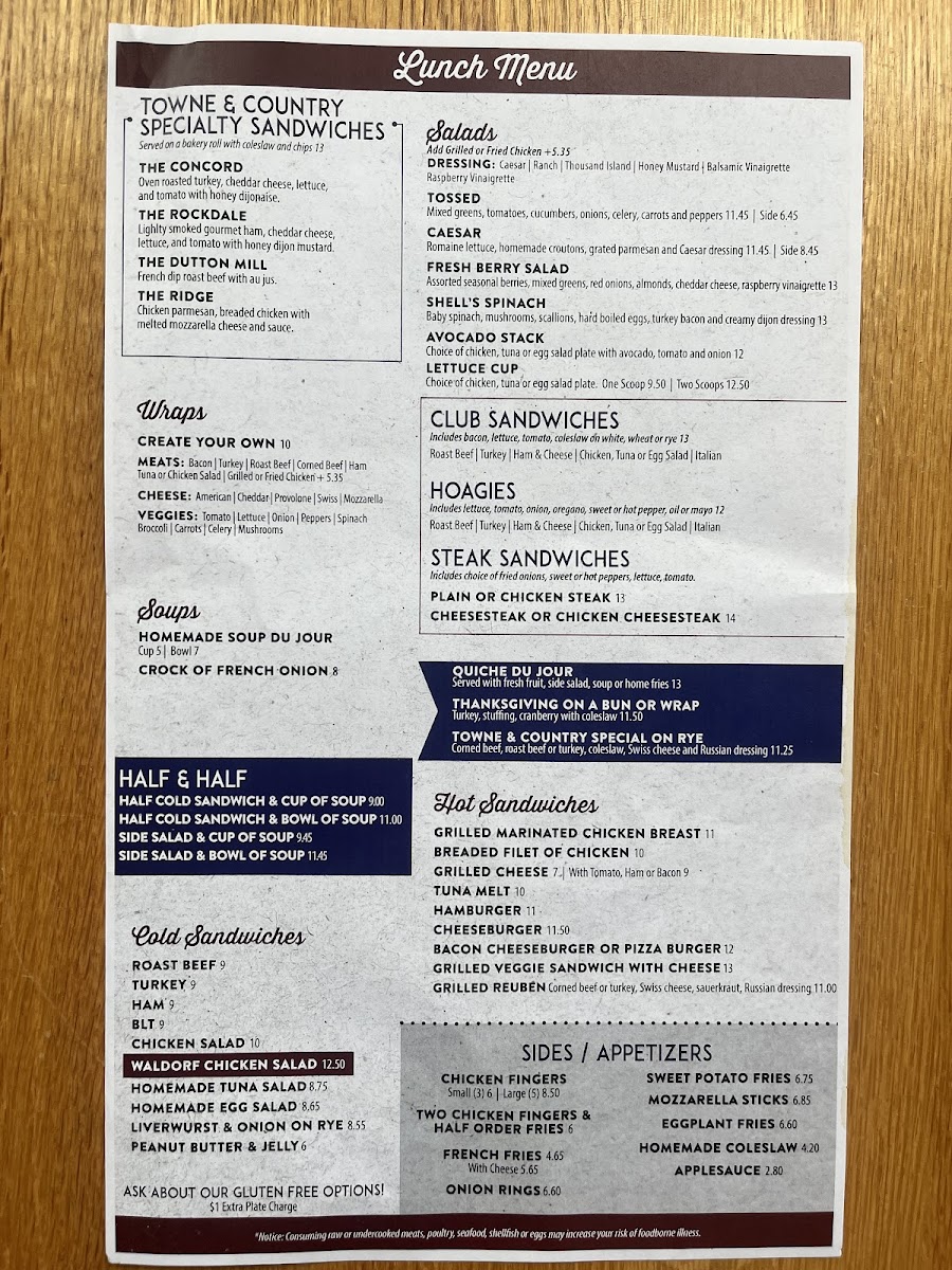 Menu Towne And Country Cafe-1