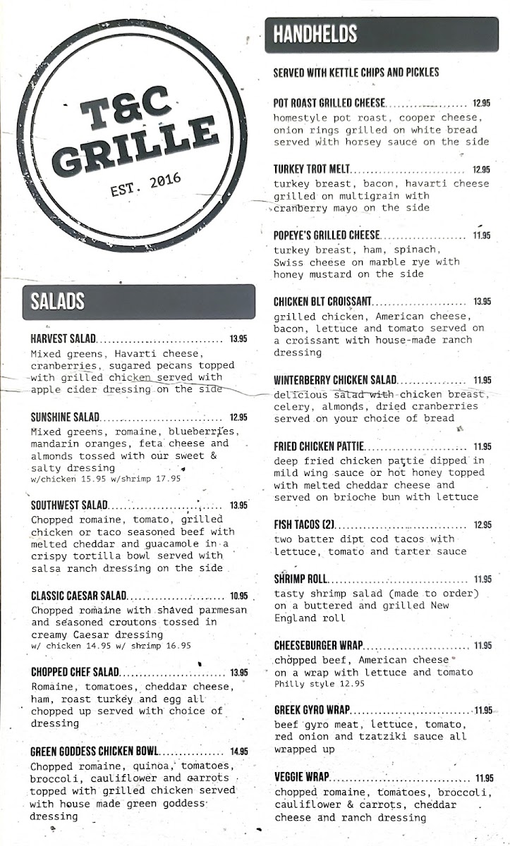 Menu Towne & Country Grille/bakery-1