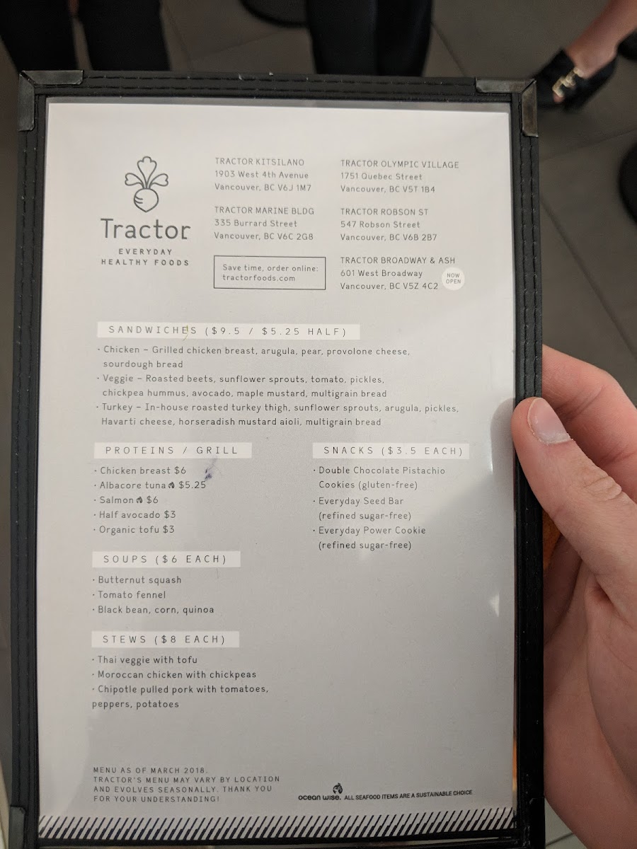 Menu Tractor Everyday Healthy Foods - Marine Building-10