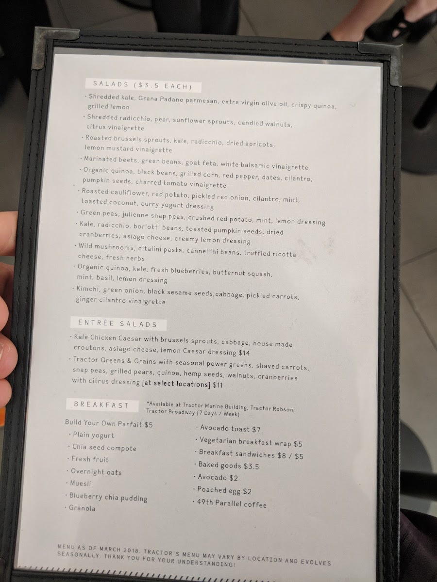 Menu Tractor Everyday Healthy Foods - Marine Building-8