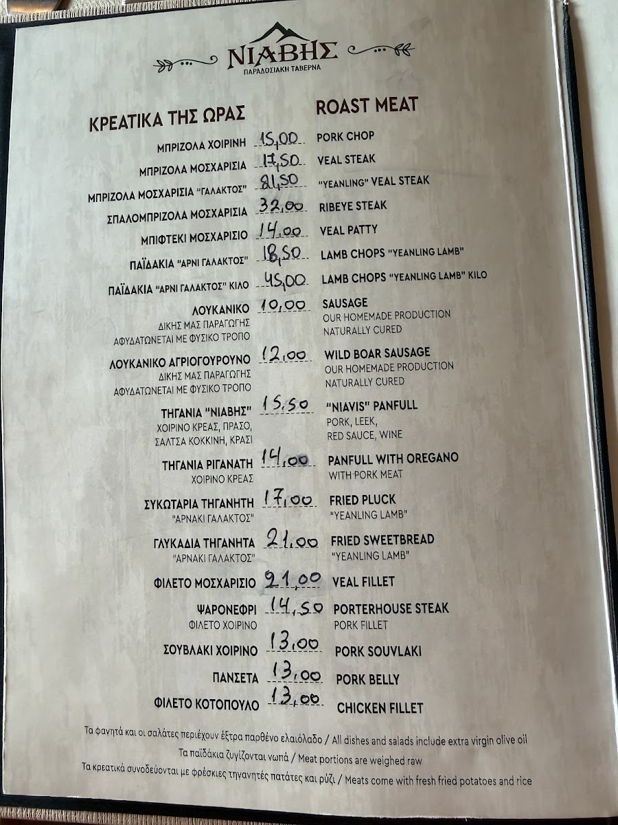 Menu Traditional Tavern «Niavis»-1